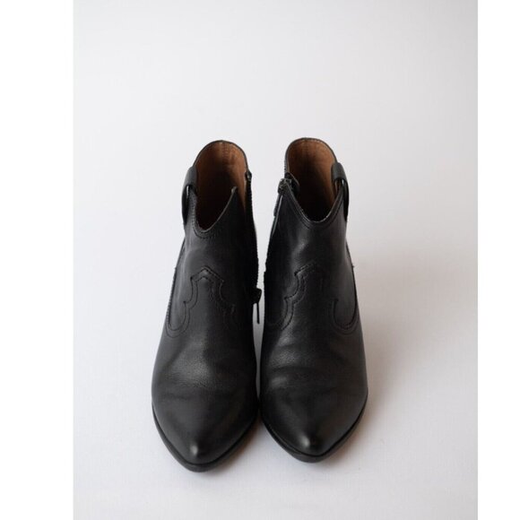 Frye Size 6.5 Reina Ankle Boots Booties Short Black Leather Western Cowgirl - Picture 1 of 8